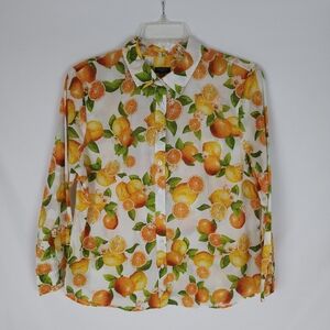 Talbots Orange and Green Button Down Shirt with Dress Shirt Collar